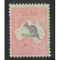 Australia Kangaroo CofA WMK 10/- Stamp Grey/Aniline Pink SG136 BW50D MUH #AU53