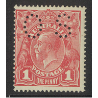 Australia 1914 KGV Single WMK 1d Stamp Rose Red Die II Perf OS SG O39h MUH #AU54