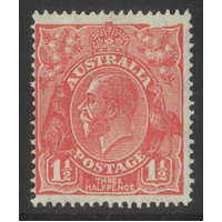 Australia KGV Small Multi WMK P14 1½d Stamp Rose Red Plate 2 Variety MLH #AU55