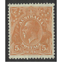 Australia KGV Small Multi WMK p13½x12½ 5d Stamp Orange-Brown SG103a MUH #AU56