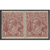 Australia KGV Single Crown WMK 1½d Stamp Red-Brown with Variety MUH Pair #AU56