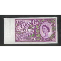 Great Britain 1963 6d Postal Conference Imperf Imprimatur Stamp with BPMA on Reverse MUH 3-1