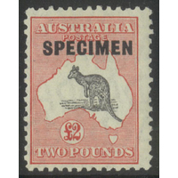 Australia Kangaroo Stamp S/Mult WMK £2 Black/Rose Ovpt Specimen SG114s MUH #AU49