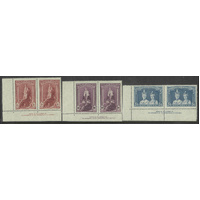 Australia 1948-49 Robes Thin Paper Authority Imprint Pairs 6 Stamps MUH 6-19