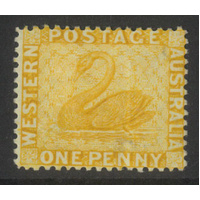 West Australia 1879 Swan 1d Stamp Yellow-Ochre p14 SG70 Mint