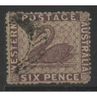 West Australia 1861 Swan 6d Stamp Purple-Brown Intermediate Perfs SG36 FU
