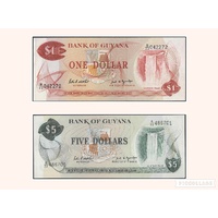 Guyana, Pair of banknotes in Unc grade (1989)