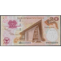 Papua New Guinea 20 Kina Paper Banknote '35th PNG Bank Anniv' in aUnc grade (2008)