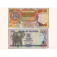 Uganda, Pair of banknotes in Unc grade (1991)