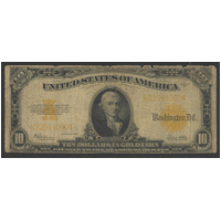 USA 1922 $10 Gold Certificate P274 VG (tear) Condition 14-18