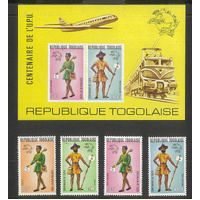 Togo 1974 UPU Anniv Set/4 Stamps & Rouletted Mini Sheet Sc873/4 C222/3a MUH 16-4