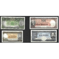 Commonwealth of Australia Set of 4 Pre-Decimal Banknotes 10/- £1 £5 & £10 Coombs/Wilson gEF #P-23