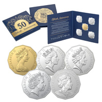 Australia 2019 50th Anniversary of the 50c  5 Coin UNC Set