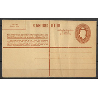 Australia c1950 KGVI 9d Brown Registered Envelope BW RE35 Unused #PS-9