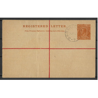 Australia 1920 KGV 5d Brown Registered Envelope on NSW Stock BW RE10A CTO #PS-12