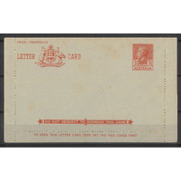 Australia c1951 KGVI 3½d Red Letter Card BW LC75 Unused #PS-20
