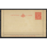 Australia c1927 KGV 1½d Red Letter Card p12½ Squared Corners BW LC59 Unused #PS-26