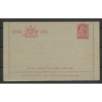 Australia c1957 QE 4d Claret Letter Card Admonition in Claret BW LC81B Unused #PS-26