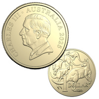 Australia 2025 $1 UNC Coin with King Charles III Effigy Loose ex Mint Set