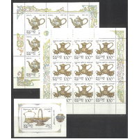 Russia 1993 Antique Silver 25R & 100R Sheetlets/9 & 250R Mini Sheet MUH 23-13