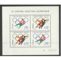 Poland 1964 Winter Olympics Mini Sheet Scott 1205 MUH 11-7-ew