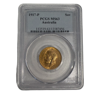 Australia 1917-P Gold Sovereign PCGS MS63