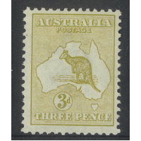 Australia Kangaroo Stamp 1st WMK 3d Olive Die I SG5 MUH (light bend) #AUBK