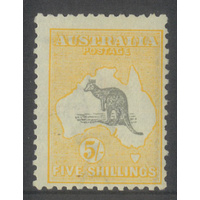 Australia Kangaroo Stamp 3rd WMK 5/- Grey & Pale Yellow SG42 Variety MLH #AUBK