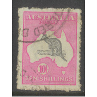 Australia Kangaroo Stamp 3rd WMK 10/- Grey & Deep Aniline Pink SG43b FU #AUBK