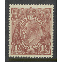 Australia KGV Stamp Large Mult WMK 1½d Pale Red-Brown SG52 MUH #AUBK