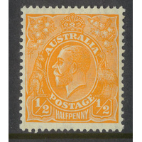 Australia KGV Stamp Small Mult WMK p13½x12½ ½d Orange SG94 MUH #AUBK