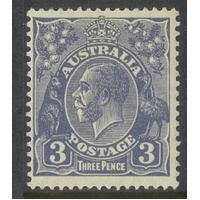 Australia KGV Stamp Small Mult WMK p13½x12½ 3d Ultramarine Die II MUH #AUBK