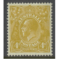 Australia KGV Stamp CofA WMK 4d Yellow-Olive SG129 MUH #AUBK