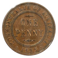 Australia 1925 Penny about Very Fine Condition - Scarce (Key Date)