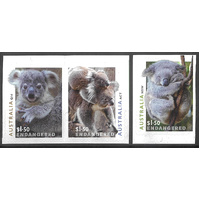 Australia 2024 Koalas in Danger Set of 3 Self-adhesive Stamps MUH