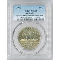 Australia 2023 Sydney Opera House 50th Ann. 50c UNC Coin PCGS MS68