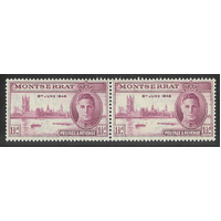 Montserrat 1946 Victory 1½d Pair with one "Flying Geese" variety SG113a MUH 32-4