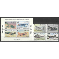 St Kitts 1993 Royal Air Force 75th Anniversary Set/4 Stamps & Mini Sheet MUH 4-3