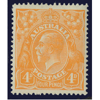 Australia KGV Stamp Single Crown WMK 4d Yellow-Orange SG22a MUH #AUBK