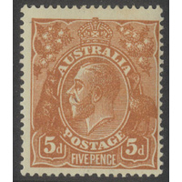 Australia KGV Stamp Single Crown WMK 5d Orange-Brown SG23ba MUH #AUBK