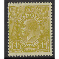 Australia KGV Stamp Small Mult WMK p13½x12½ 4d Yellow-Olive SG102 MVLH #AUBK