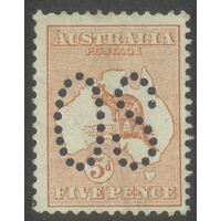 Australia Kangaroo Stamp 1st WMK 5d Pale Chestnut Perf Large OS SG O7 MLH #AUBK