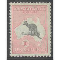 Australia Kangaroo Stamp CofA WMK 10/- Grey & Pale Pink SG136 MVLH #AUBK