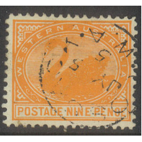 Western Australia 1903 9d Swan Yellow-Orange WMK V/Crown SG122 FU #AUBK