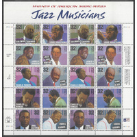 USA 1995 Jazz Musicians 32c Sheetlet/20 Stamps Scott 2992a Mint Unhinged #US28
