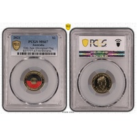Australia 2021 50th Ann Aboriginal Flag $2 Coloured Coin PCGS MS67
