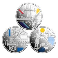 Australia 2026 WWII Service Amid Strife 20c Coloured Silver Proof 3-Coin Set