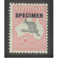 Kangaroo CofA WMK 10/- Stamp ovpt Specimen Type D SG136s MVLH
