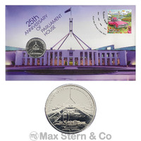 Australia 2013 Parliament House 25th Anniversary Stamp & 20c UNC Coin Cover - PNC