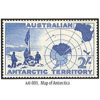AAT 1957 2/- STAMP - EXPEDITION AT VESTFOLD HILLS AND MAP SG1